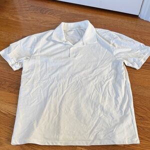 Zara Lightweight White Cotton Polo Short Sleeve Shirt in M